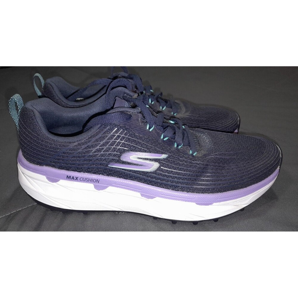 Skechers Max Cushioning GO GOLF Ultra Max shoes in navy and lavender sz8